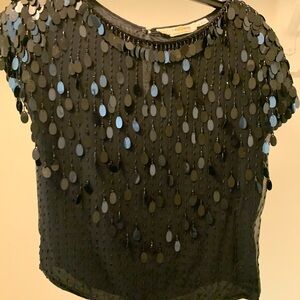 Black Sequin Oleg Cassini Top